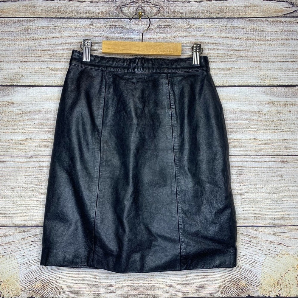 Vintage Wilsons Suede Leather Black Leather Pencil Skirt Size 4 Western Country